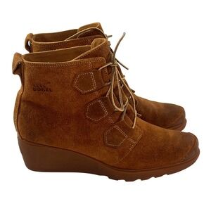 Sorel Toronto Boots Womens 9.5 Brown Suede Waterproof Wedge Ankle Lace Up Bootie